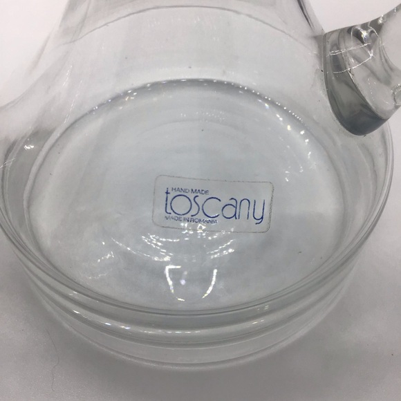 Vintage Handmade Clear Glass Oil And Vinegar Decanter Toscany Romania Cruet Set - Picture 4 of 6